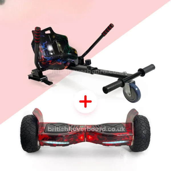 Red Flame 8.5 Bluetooth Hoverboard Black Lighten Hoverkart Bundle