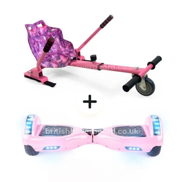 Pink 6.5 Bluetooth Hoverboard Pink Galaxy Hoverkart Bundle