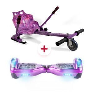 Purple 6.5 Bluetooth Hoverboard Purple Galaxy Hoverkart Bundle