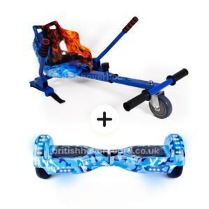 Camo Blue 6.5 Bluetooth Hoverboard Blue Ice Hoverkart Bundle