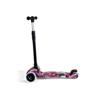 Kids Foldable Scooter 3 Wheel Flashing Led Pink Camo