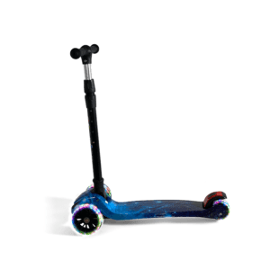 Kids Foldable Scooter 3 Wheel Flashing Led Blue Galaxy