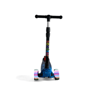 Kids Foldable Scooter 3 Wheel Flashing Led Blue Galaxy