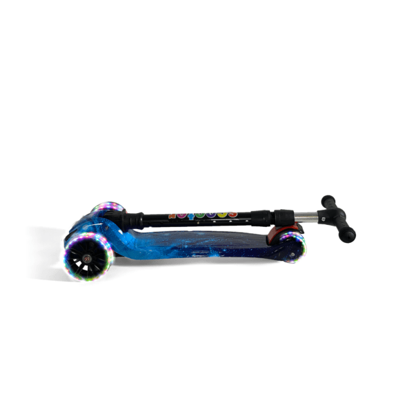 Kids Foldable Scooter 3 Wheel Flashing Led Blue Galaxy