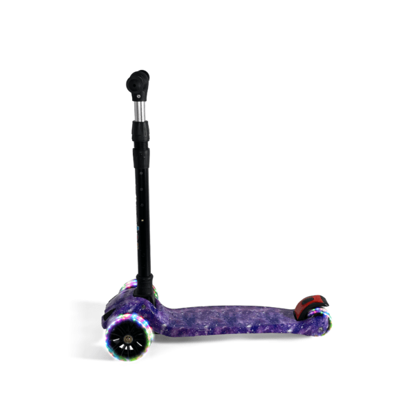 Kids Foldable Scooter 3 Wheel Flashing Led Purple Galaxy