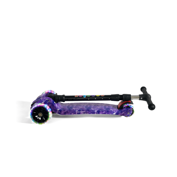 Kids Foldable Scooter 3 Wheel Flashing Led Purple Galaxy