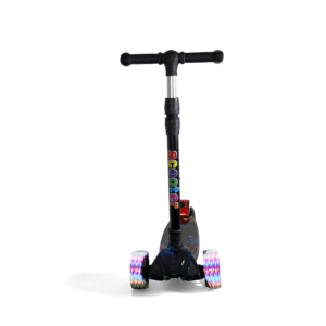 Kids Foldable Scooter 3 Wheel Flashing Led Black Lighting