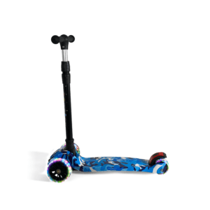 Kids Foldable Scooter 3 Wheel Flashing Led Blue Camo