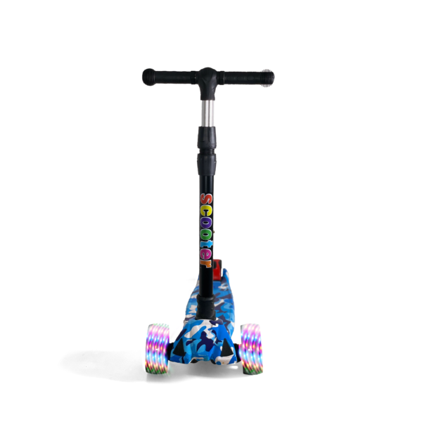 Kids Foldable Scooter 3 Wheel Flashing Led Blue Camo