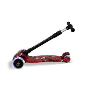 Kids Foldable Scooter 3 Wheel Flashing Led Red Camo