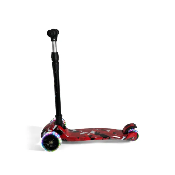 Kids Foldable Scooter 3 Wheel Flashing Led Red Camo