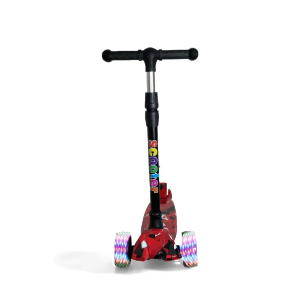 Kids Foldable Scooter 3 Wheel Flashing Led Red Camo
