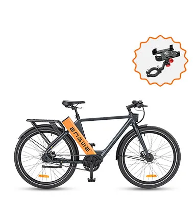 Engwe P275 ST/Pro Electric City Bicycle Black Orange With Mobile Holding Stand