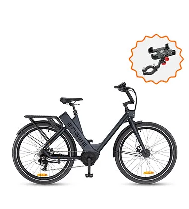 Engwe P275 ST/Pro Electric City Bicycle Black With Mobile Stand